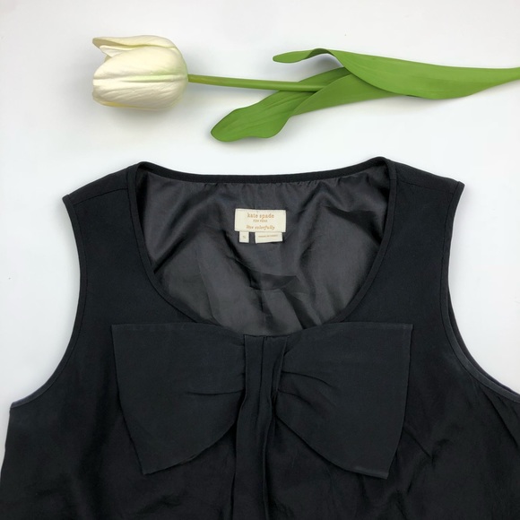 kate spade Tops - Kate Spade Black Silk Bow Tank *Read